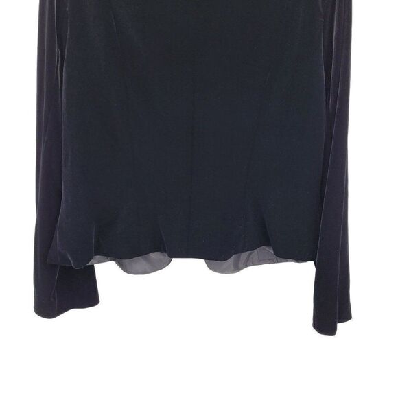 Vintage 80s Cardigan Formal Velour Ruffle Front Button Down Long Sleeve Black 16 - Picture 9 of 11